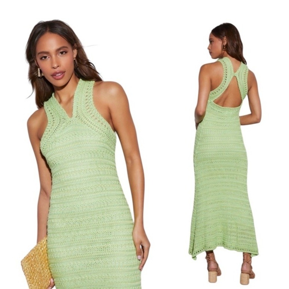 Light Green Crochet Maxi Dress - Women